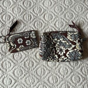Vera Bradley Cosmetic Bag and ID Zip Wallet Set